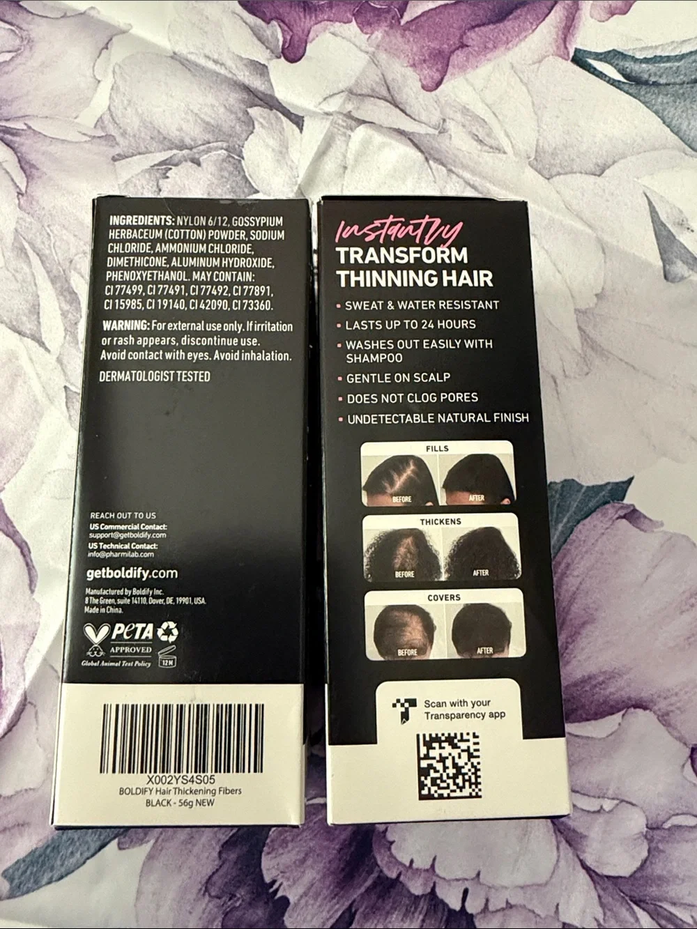 Boldify Hair Thickening Fibers in Black Lot Two 1.97 Oz Bottles